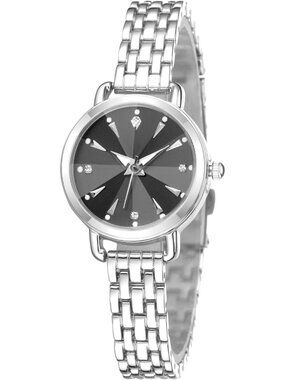 Women's Black Silver Quartz Bracelet Solid Reloj Para Mujer Small Dainty Watch